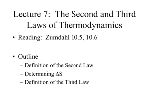 Lecure 8: The Second and Third Laws of Thermodynamics