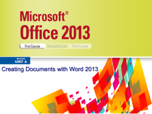 Word 2013 Unit A