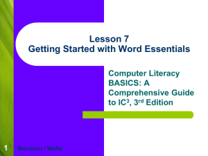 Lesson 12 Getting Started with Word Essentials - ICT-IAT