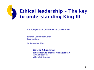 Ethical leadership – the key to understanding King III