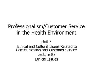 Professionalism/Customer Service in the Health Environment