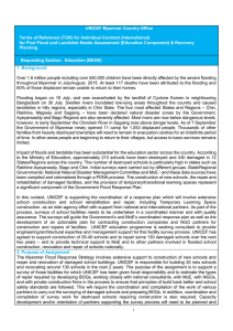 UNICEF-ECO : TERMS OF REFERENCE (TOR) FOR