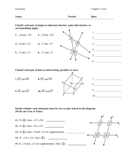 Honors Geometry Chapter 1 Homework Assignments