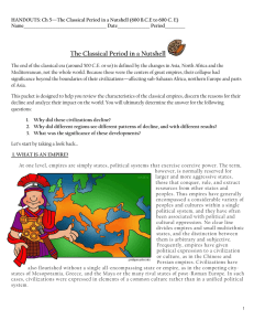 HANDOUTS: Ch 5—The Classical Period in a Nutshell (600 B.C.E to