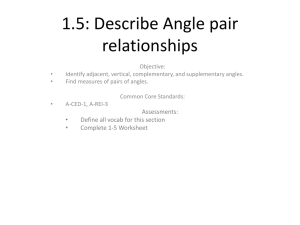 1.5 Describe Angle pair relationships