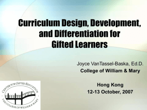 Curriculum Design, Development, and Differentiation for Gifted