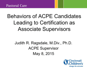 Behaviors of ACPE Candidates Leading to Certification as Associate