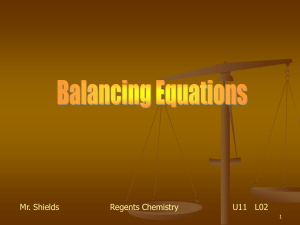 Balancing Chemical Equations