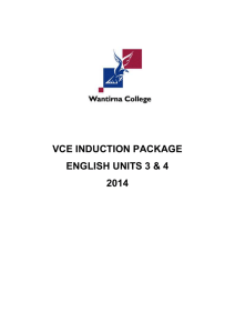 2014 VCE INDUCTION PACKAGE English 3 and 4