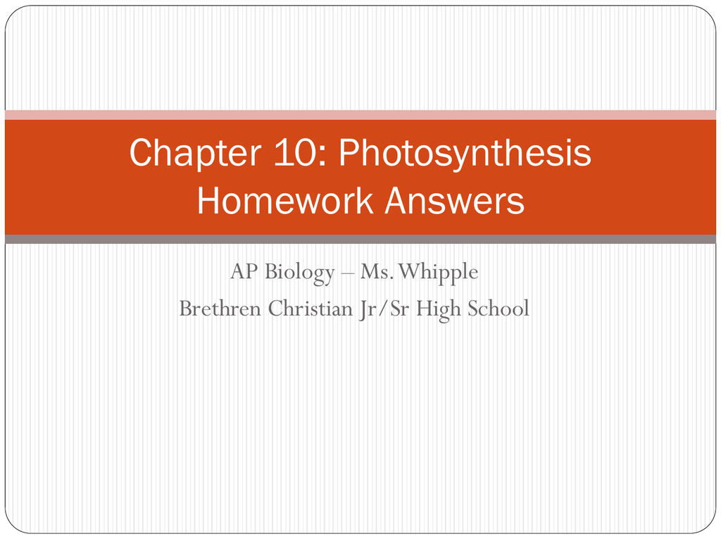 photosynthesis homework #1 answer key