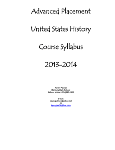 Advanced Placement United States History Course Syllabus 2013