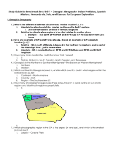 Study Guide for Benchmark Test: Unit 1 – Georgia's Geography