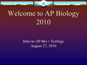 Intro to AP Bio + Ecology