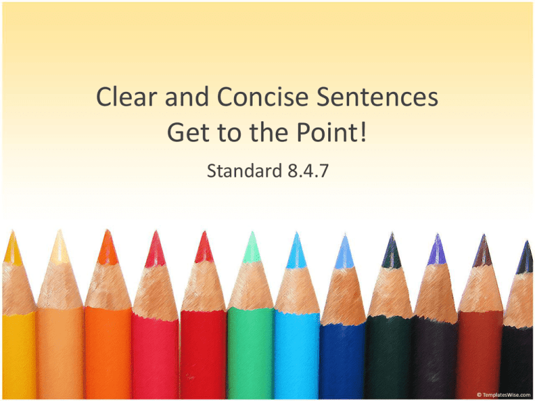 Clear And Concise Sentences Worksheets