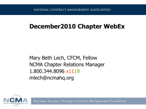 December 2010 Monthly Telecon - National Contract Management