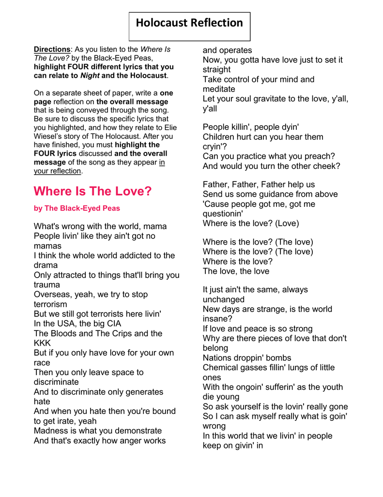Black Eyed Peas – Where Is the Love? Lyrics
