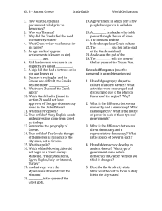 Ch. 8 Ancient Greece Study Guide