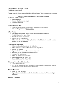 CP United States History I: O'Neill Final Exam Study Guide Format