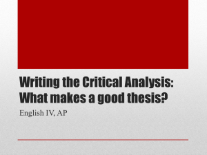 Writing the Critical Analysis