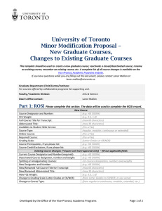 New Graduate Courses - the Faculty of Arts & Science