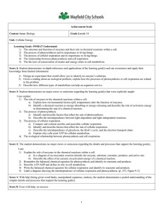 Cell Energy Learning Goals - Mayfield City School District