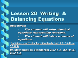 Lesson 21 Balancing Equations