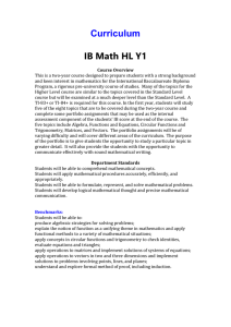 Curriculum IB Math HL Y1