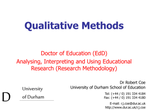 Qualitative Methods - Durham University Community