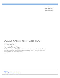 OWASP Cheat Sheet * Apple iOS Developer