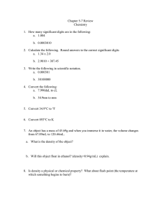 Chapter 5-7 Review Chemistry How many significant digits are in