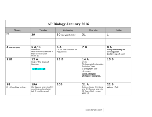 AP Biology Spring 2015 calendar
