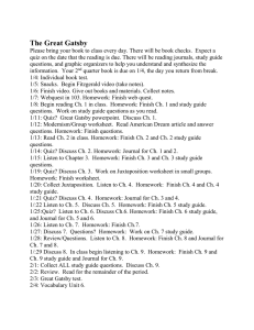 Great Gatsby Syllabus and targets