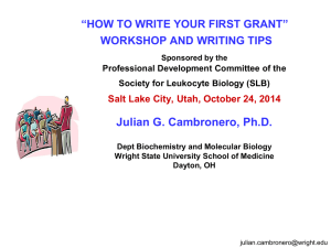 “how to write your first grant” workshop