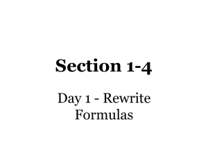 Section 1-4 Days 1,2,3