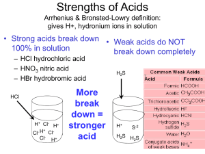 Strengths of Acids Arrhenius & Bronsted