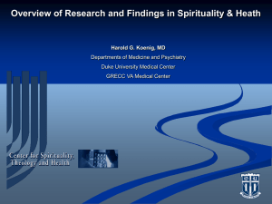 Overview of the Research and Findings in Spirituality and Health
