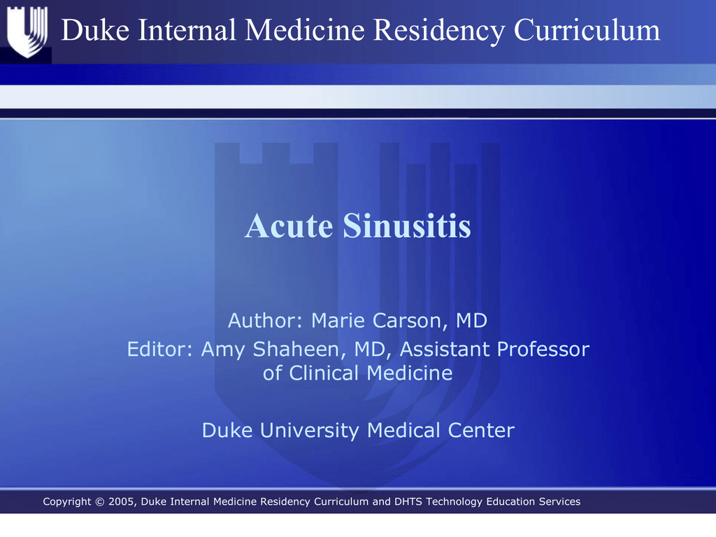 Acute Sinusitis Duke University