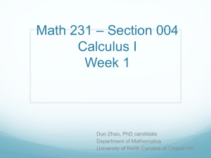 Math 231 * Calculus I Week 1 - the UNC Department of Computer