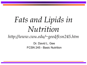 Fats and Lipids in Nutrition