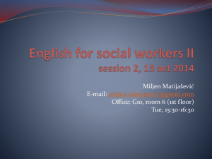 English for social workers I session 1, 5 oct 2009