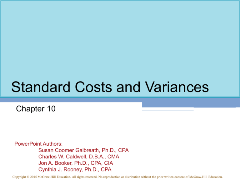 Standard Costing And Variance Analysis Test Bank