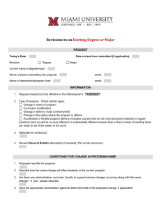 Revisions to an Existing Degree or Major