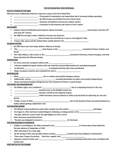 The First World War 1914-1918 Notes M.A.I.N. CAUSES OF THE