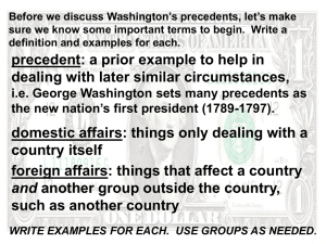 Washington's precedents in domestic affairs
