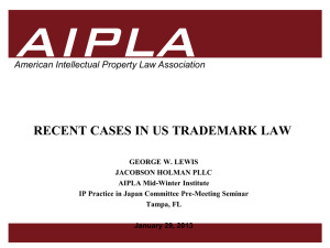 Lewis recent cases in trademark - American Intellectual Property