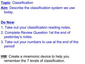 TOPIC: Classification AIM: What is classification?