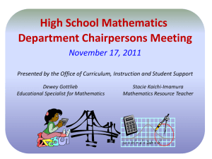 Presentation to the CCSSO Mathematics SCASS, November 2011