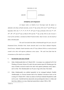 Finding of Inquest - Zahra Abrahimzadeh