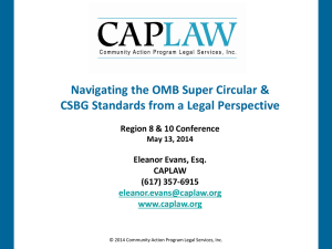 OMB Super Circular & CSBG Standards with Eleanor Evans, CAPLAW