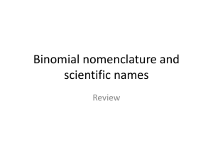 Binomial nomenclature and scientific names